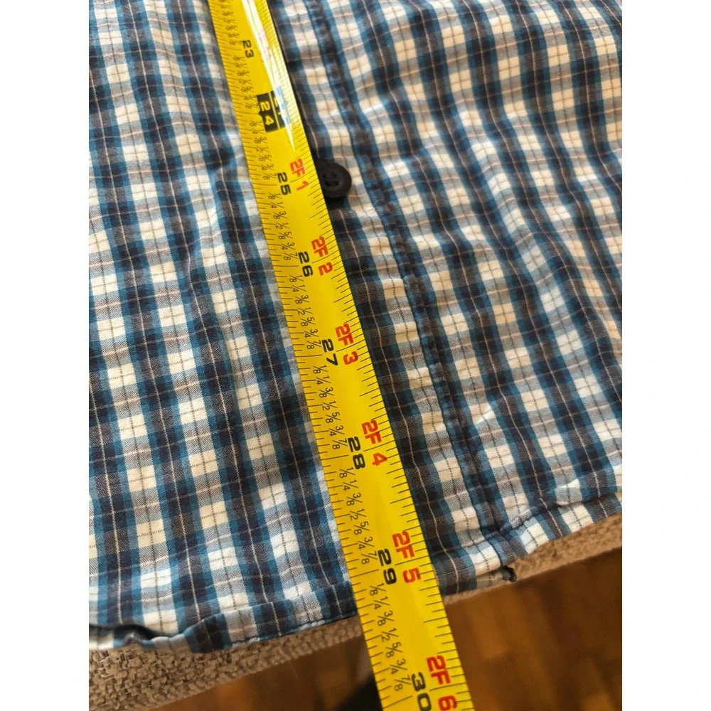 The North Face Button Down Shirt Men M Blue Plaid Cotton‎ Outdoor Hiking Casual